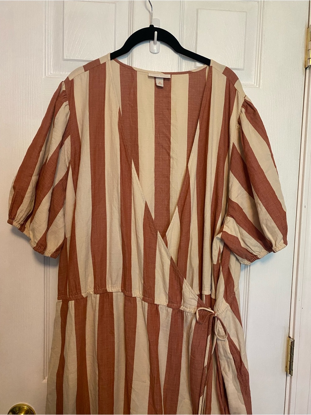 Knox Rose Rust and Cream Striped True Wrap Maxi dress Sz 3X - Picture 3 of 8